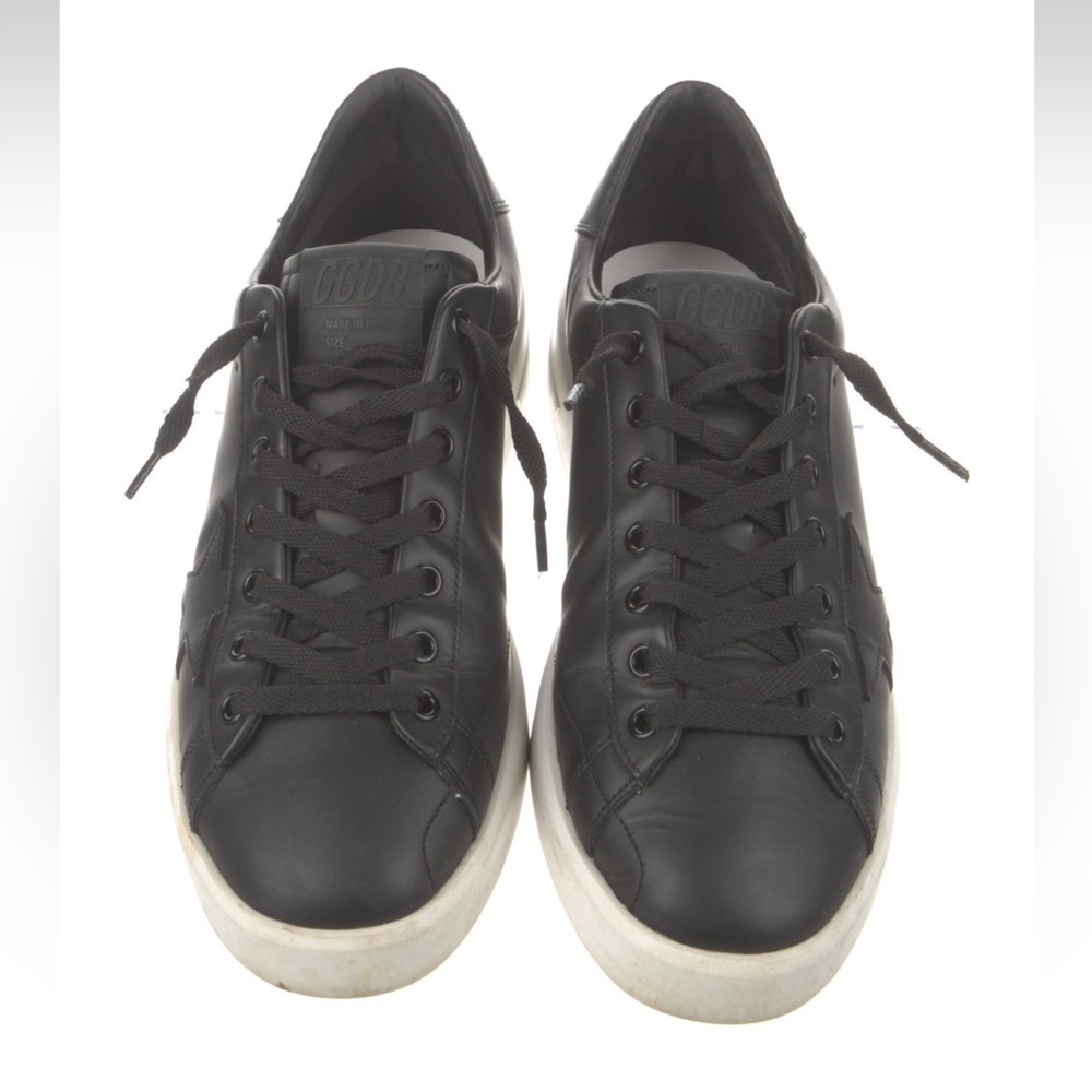 Golden Goose PURE-STAR Low Top Sneakers Black Leather in box with duster bag - Picture 15 of 16